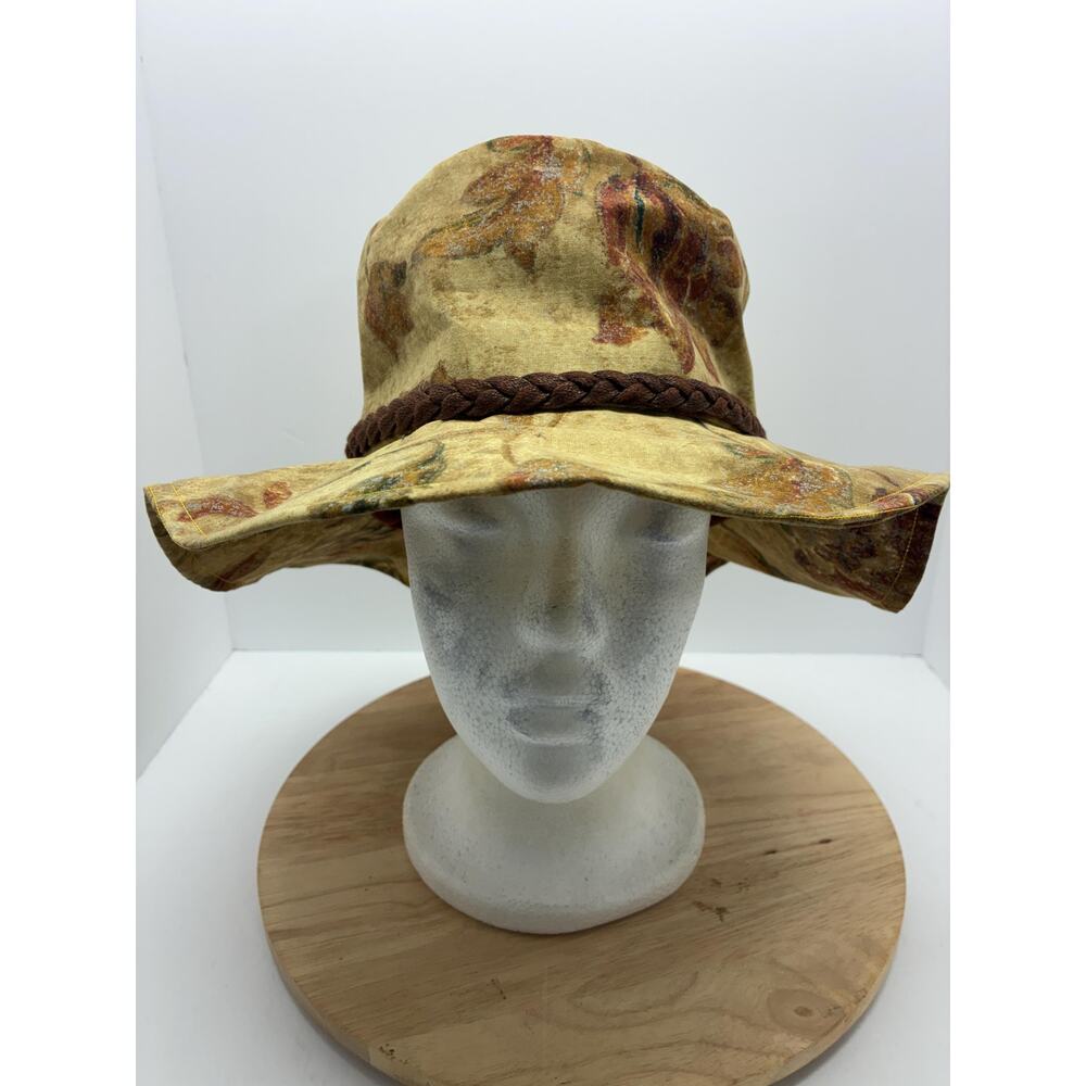 Handmade Floral Wide Brim Hat – Size Large, Lightweight Cotton Blend